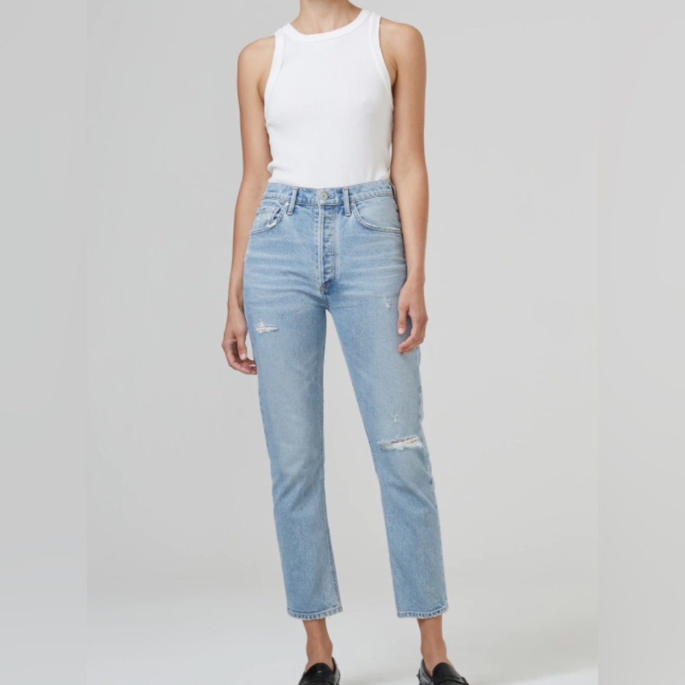 Citizens of Humanity Jeans Womens 27 Jolene Vintage Slim Light Wash Distressed